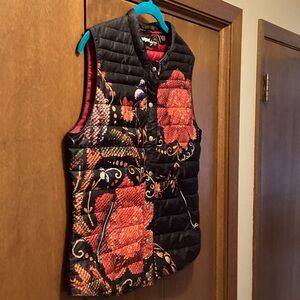 Desigual Quilted Vest in Red and Black